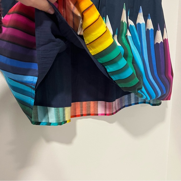 ModCloth Medium Fervour Colored Pencil Skirt Midi Retro Novelty Teacher Rainbow - Picture 9 of 12